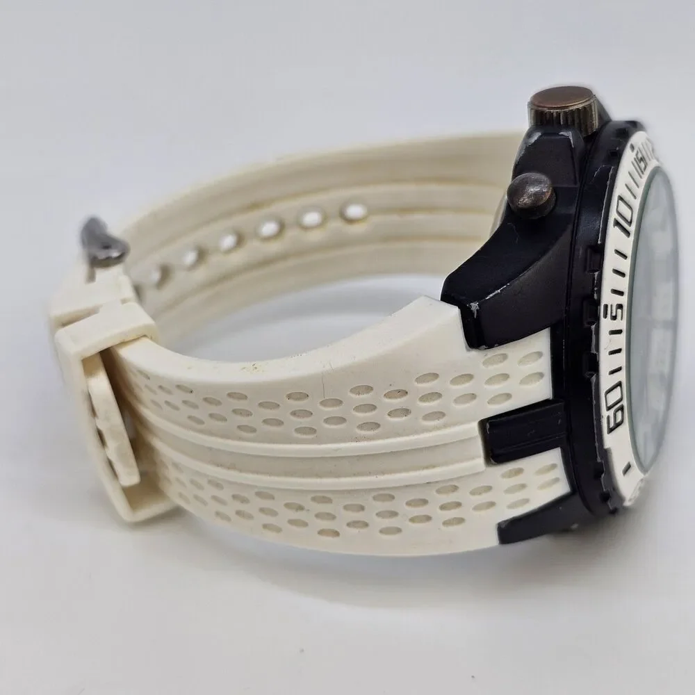 US POLO ASSN Men's Watch Digital Analog 48MM White‎ Platic Bands New Battery